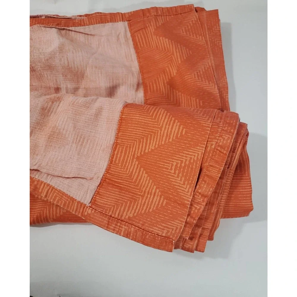 Nate Berkus 1 Flat Sheet Chevron Diamond Print Orange 90